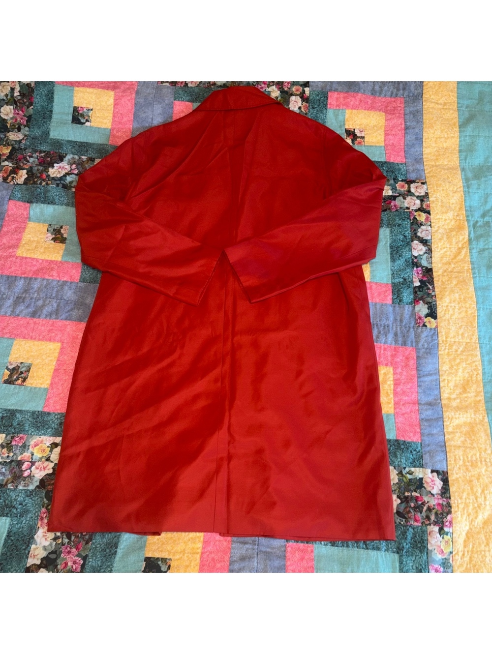 Lauren Ralph Lauren Vintage Red Polyester Trench Coat, Woman’s Size Large - Picture 3 of 9
